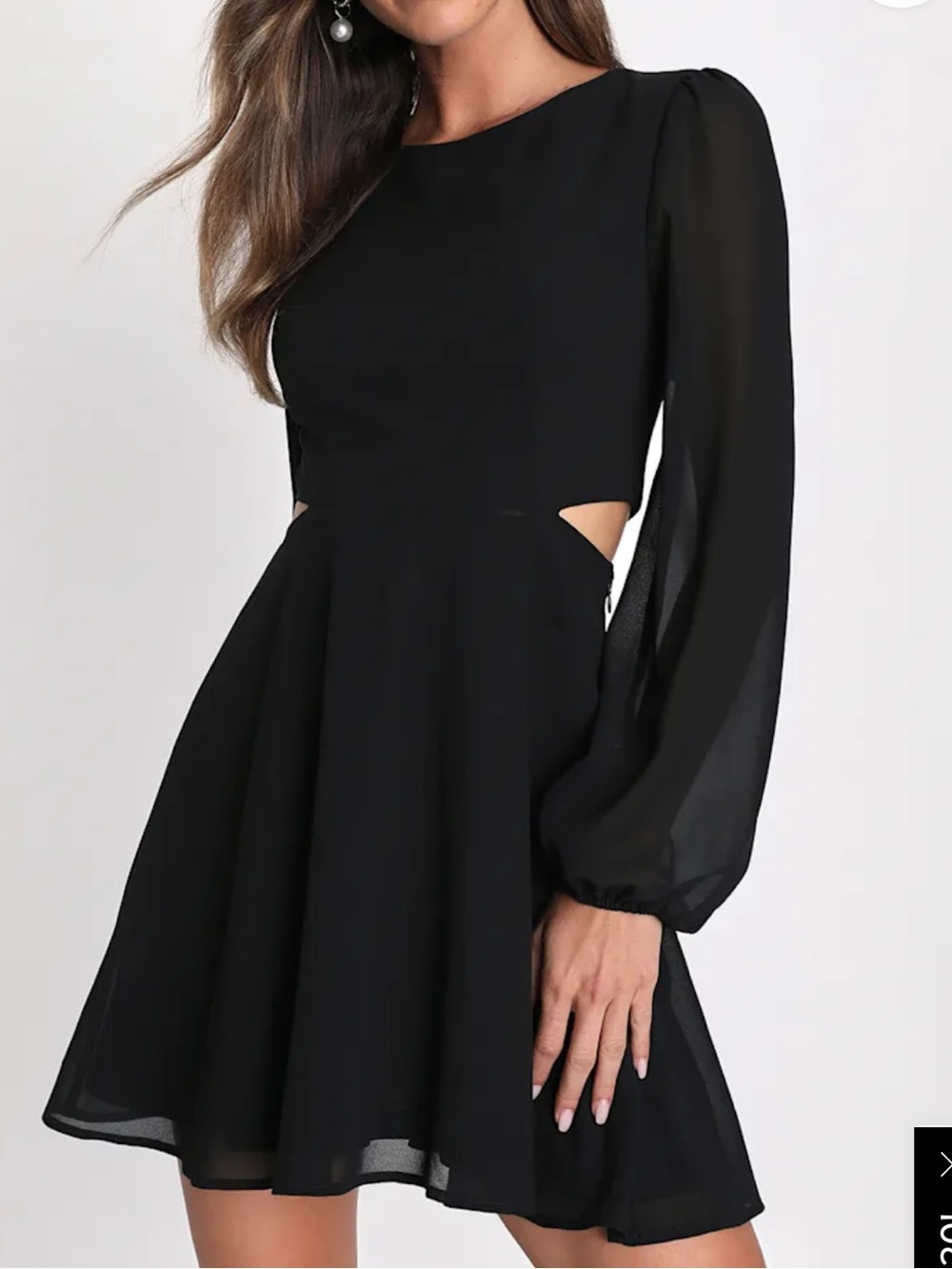 Lulu’s Garden Bliss Black Long Sleeve Cut Out Mini Dress